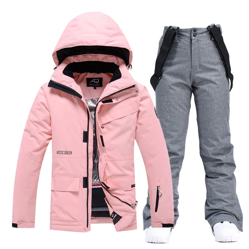 10K Pure White Ski Suit for Women, Snowboard Clothing Sets, Waterproof Windproof Skiing Jacket Pants Snow Overalls Couple Winter