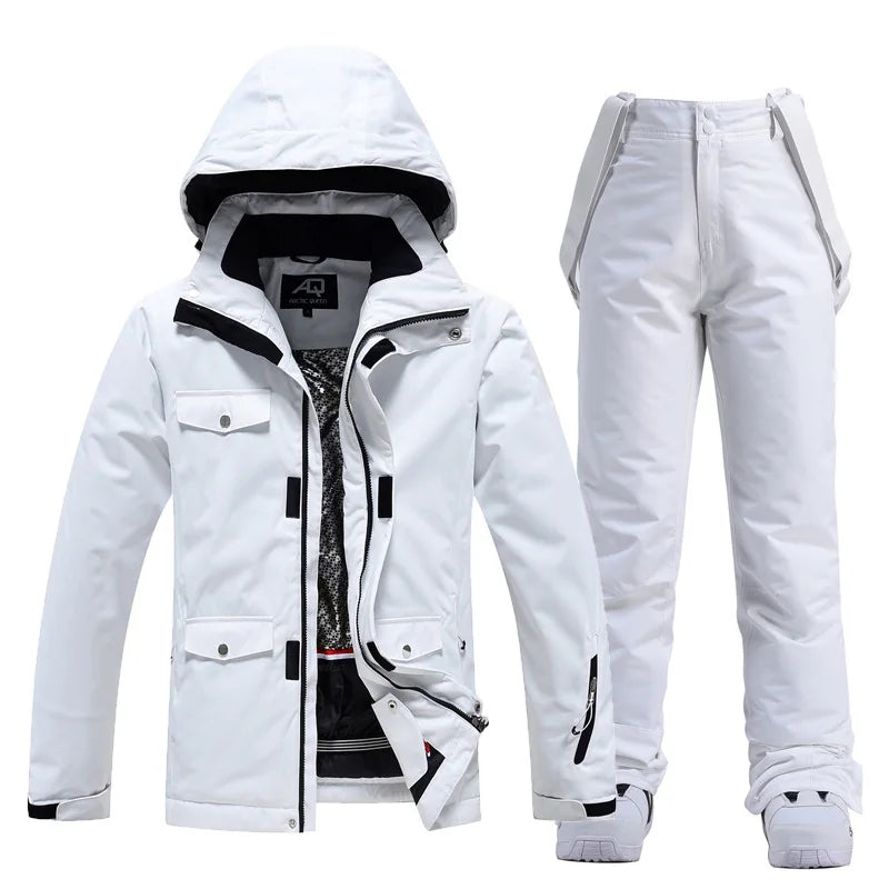 10K Pure White Ski Suit for Women, Snowboard Clothing Sets, Waterproof Windproof Skiing Jacket Pants Snow Overalls Couple Winter