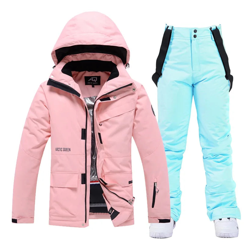 10K Pure White Ski Suit for Women, Snowboard Clothing Sets, Waterproof Windproof Skiing Jacket Pants Snow Overalls Couple Winter