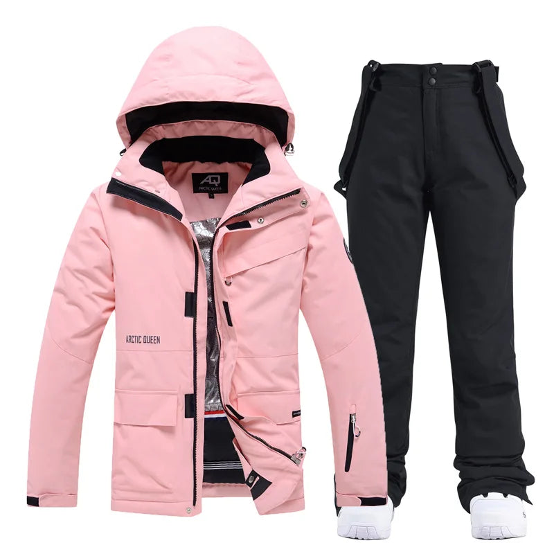 10K Pure White Ski Suit for Women, Snowboard Clothing Sets, Waterproof Windproof Skiing Jacket Pants Snow Overalls Couple Winter