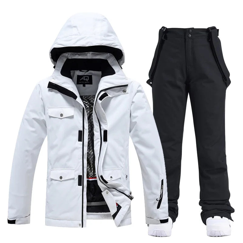 10K Pure White Ski Suit for Women, Snowboard Clothing Sets, Waterproof Windproof Skiing Jacket Pants Snow Overalls Couple Winter