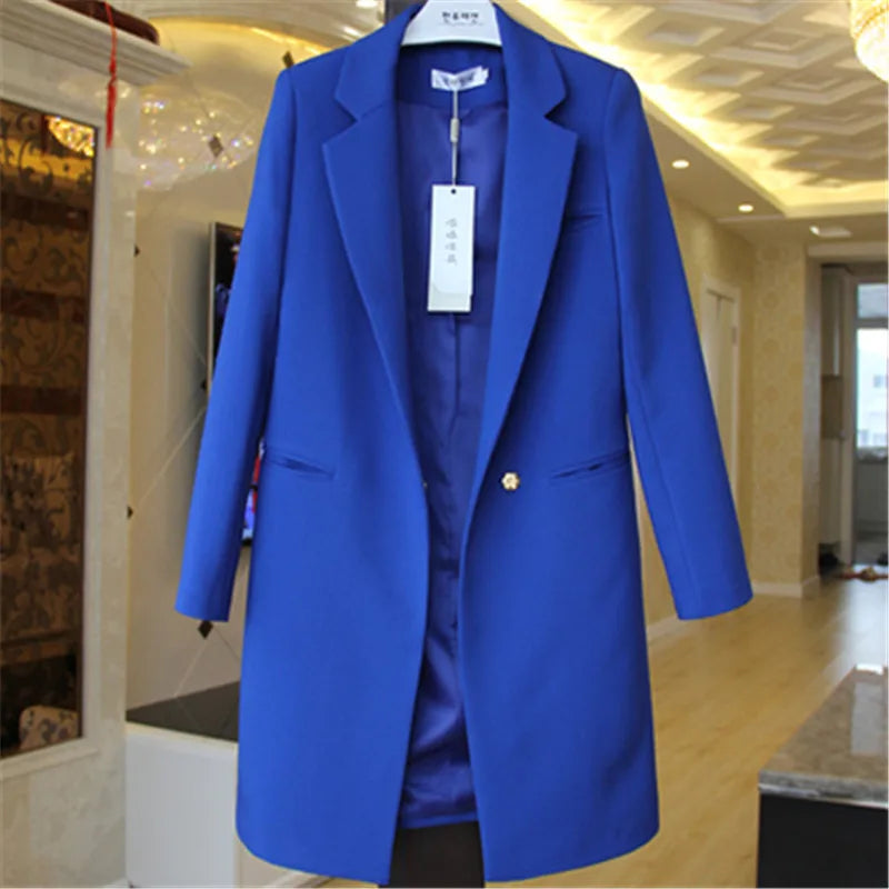 Tops Female Slim Blazers Long Coat