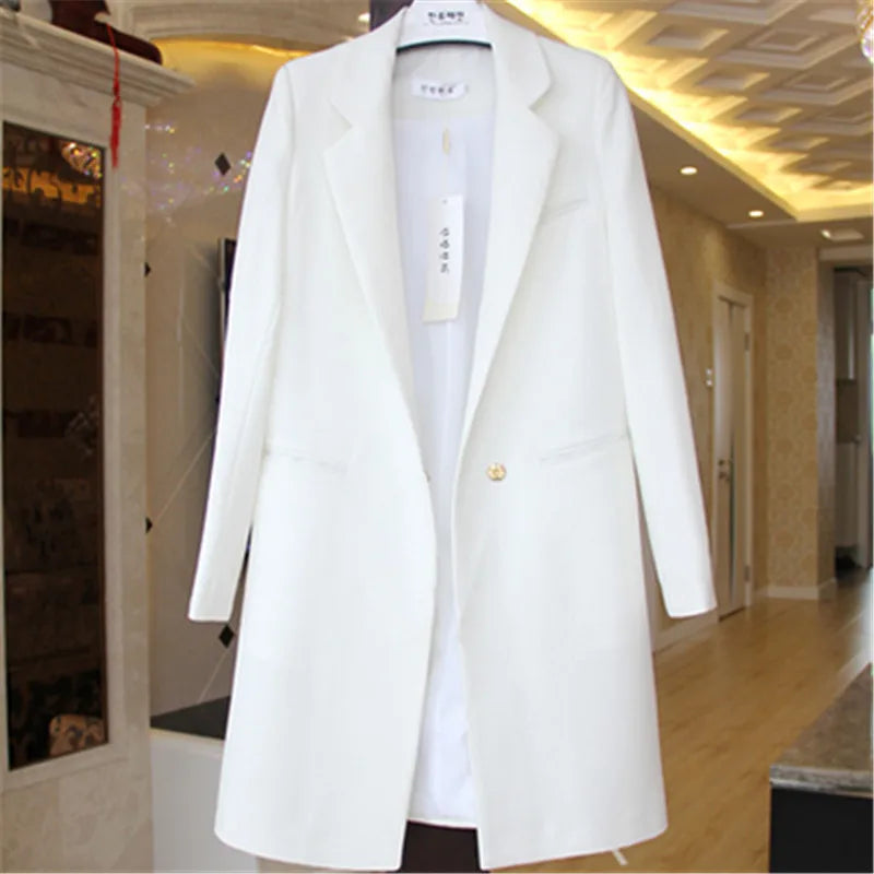 Tops Female Slim Blazers Long Coat