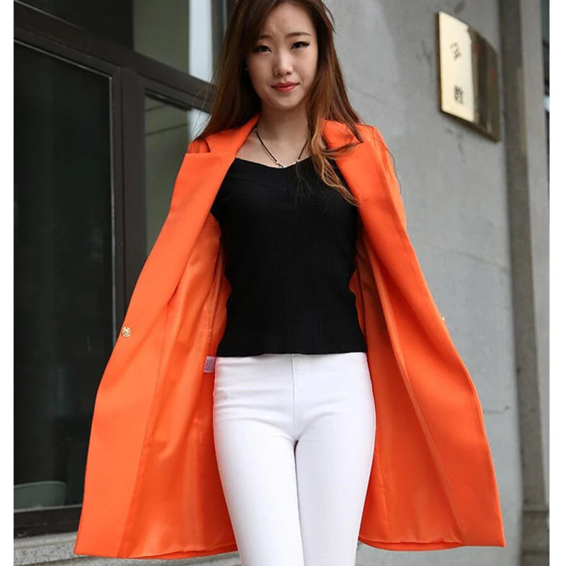 Tops Female Slim Blazers Long Coat