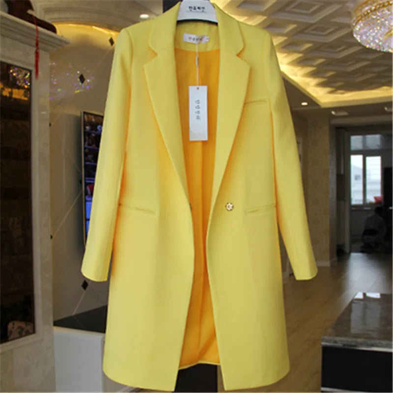 Tops Female Slim Blazers Long Coat