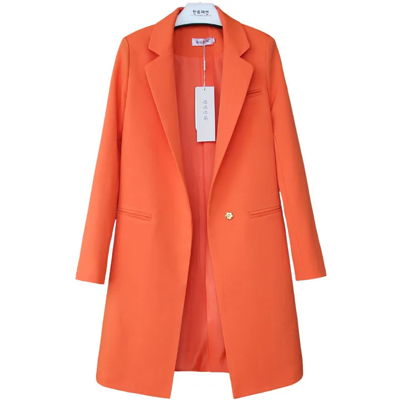 Tops Female Slim Blazers Long Coat