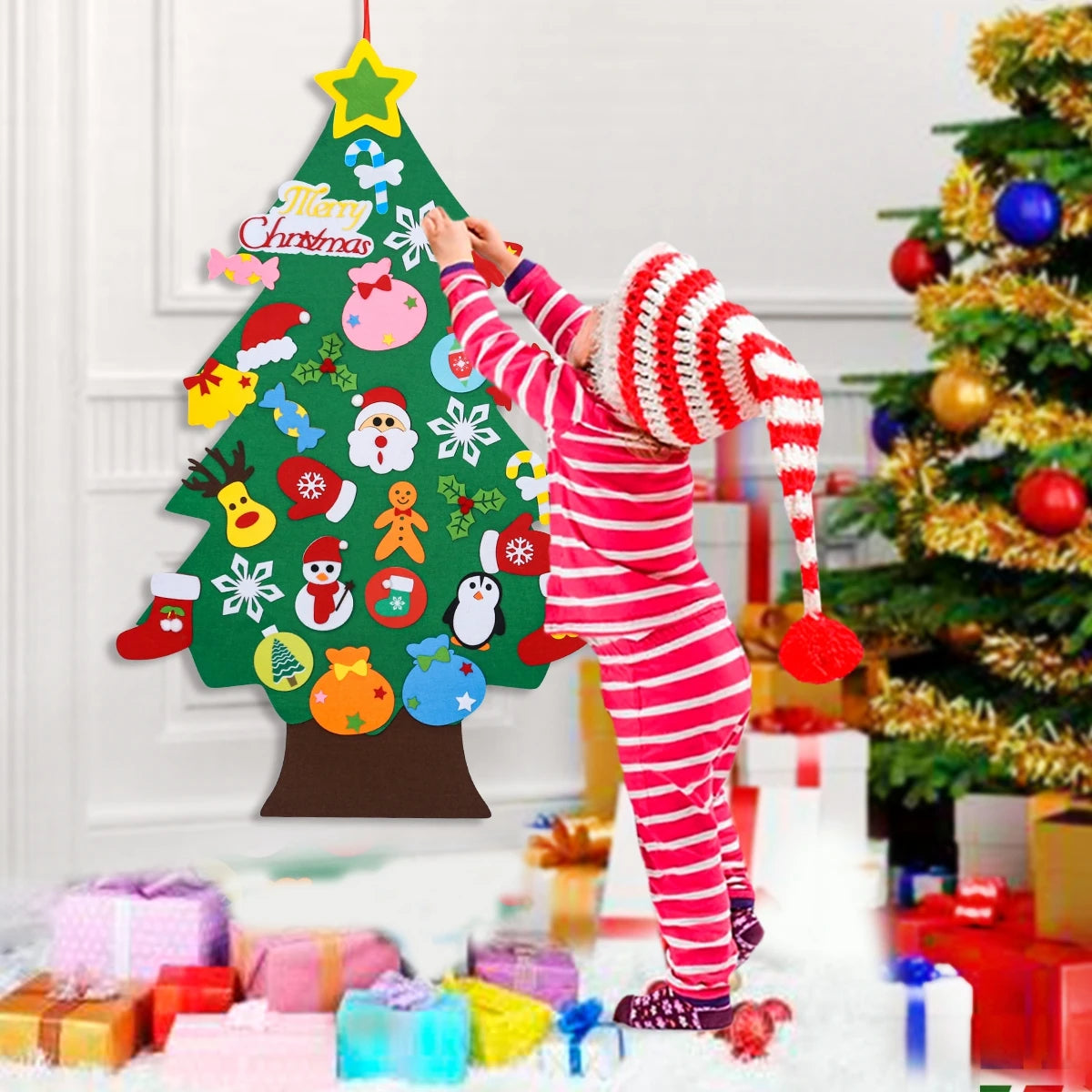 DIY Felt Christmas Tree Merry Christmas Decorations For Home 2024 Cristmas Ornament Xmas Navidad Gifts Santa Claus New Year 2025