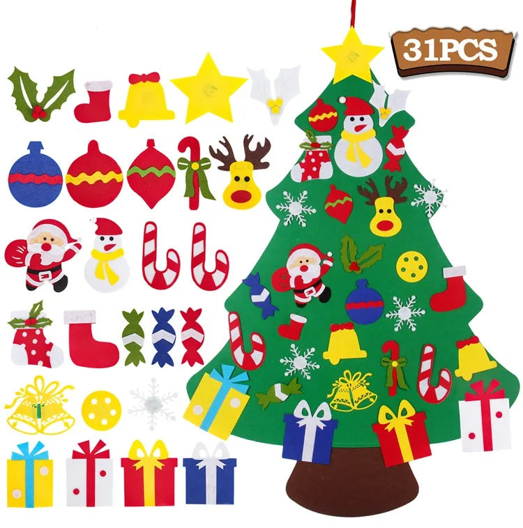 DIY Felt Christmas Tree Merry Christmas Decorations For Home 2024 Cristmas Ornament Xmas Navidad Gifts Santa Claus New Year 2025