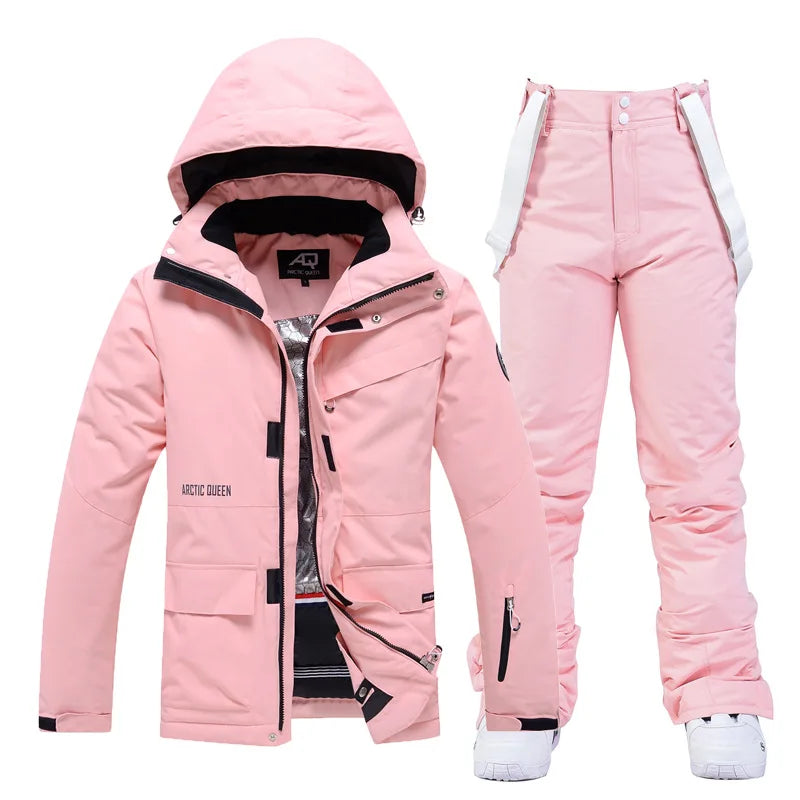 10K Pure White Ski Suit for Women, Snowboard Clothing Sets, Waterproof Windproof Skiing Jacket Pants Snow Overalls Couple Winter