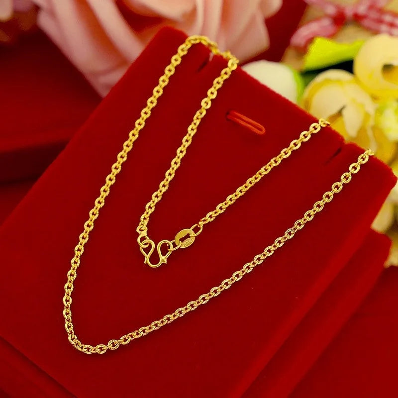 Plated 18k Necklace 24k Pure Gold Necklace 999 Full Gold Necklace Collarbone Chain O Word Chain Treasure Chain Snake Bone Chain