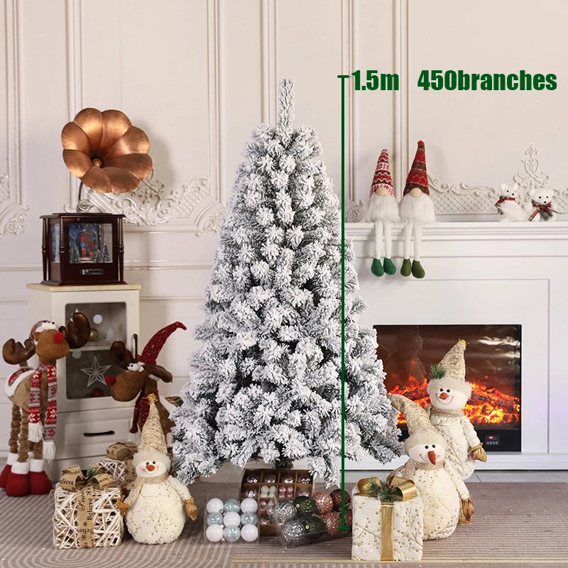 2.1m~1.2m PVC Large Christmas Tree Encryption Green Snow Tree Christmas Decoration 2025 New Year Home Party Hotel Scene Decor