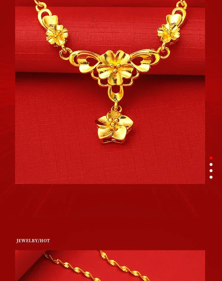 Pure Wedding Window 100% Plated Real 999 Gold 18ken Pig Dragon Phoenix Flower Necklace Women's Bride Color Chain for Women's Gif