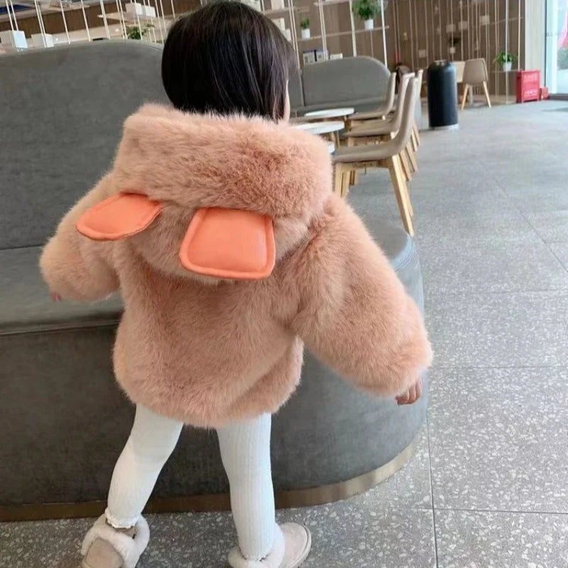 Girls' Winter Plush Cotton Coat