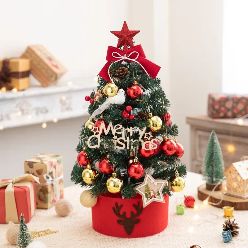 Plush Pink Set Desktop Christmas Tree Ornament Gift Christmas Decoration DIY Mini Object