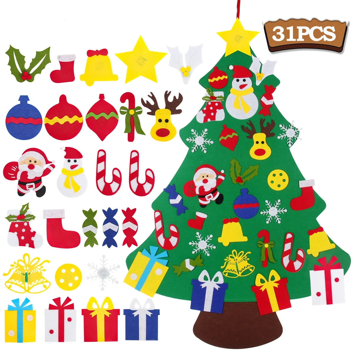 DIY Felt Christmas Tree Merry Christmas Decorations For Home 2024 Cristmas Ornament Xmas Navidad Gifts Santa Claus New Year 2025