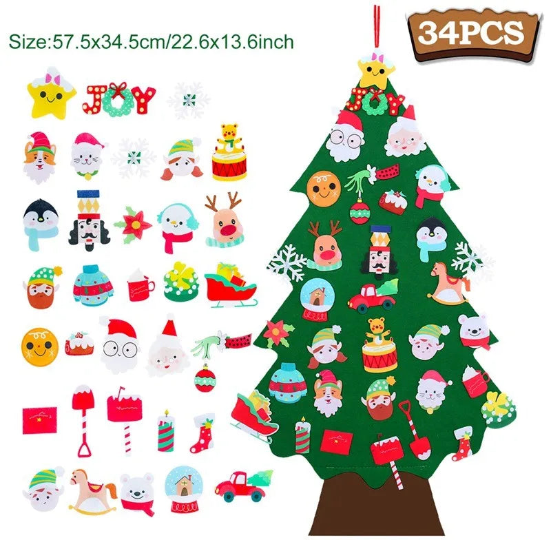 DIY Felt Christmas Tree Merry Christmas Decorations For Home 2024 Cristmas Ornament Xmas Navidad Gifts Santa Claus New Year 2025