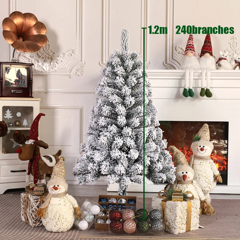 2.1m~1.2m PVC Large Christmas Tree Encryption Green Snow Tree Christmas Decoration 2025 New Year Home Party Hotel Scene Decor