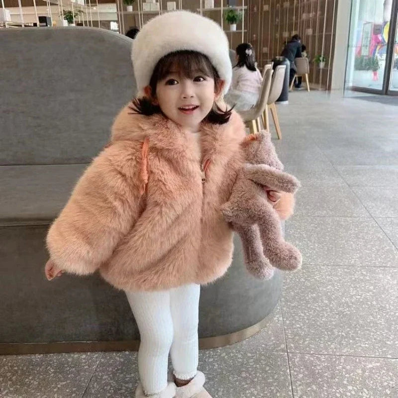 Girls' Winter Plush Cotton Coat