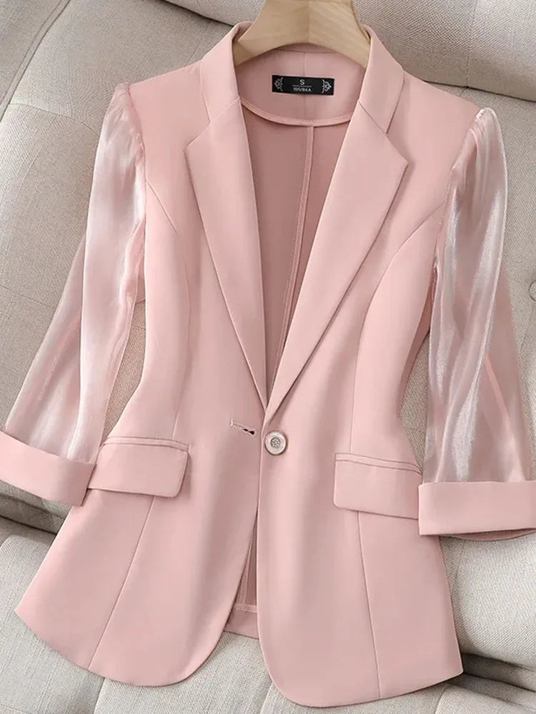 Sleeves Casual Jacket Lady Office Blazer