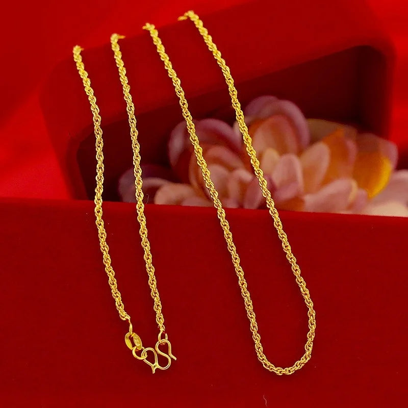 Plated 18k Necklace 24k Pure Gold Necklace 999 Full Gold Necklace Collarbone Chain O Word Chain Treasure Chain Snake Bone Chain