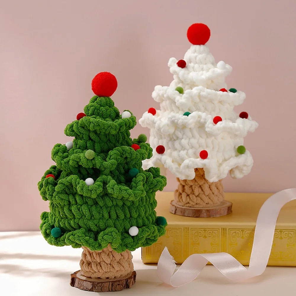 New Style Star Red Ball Christmas Tree Pure Handmade Wool Knitting Finished Product Holiday Decoration Christmas Creative Gifts