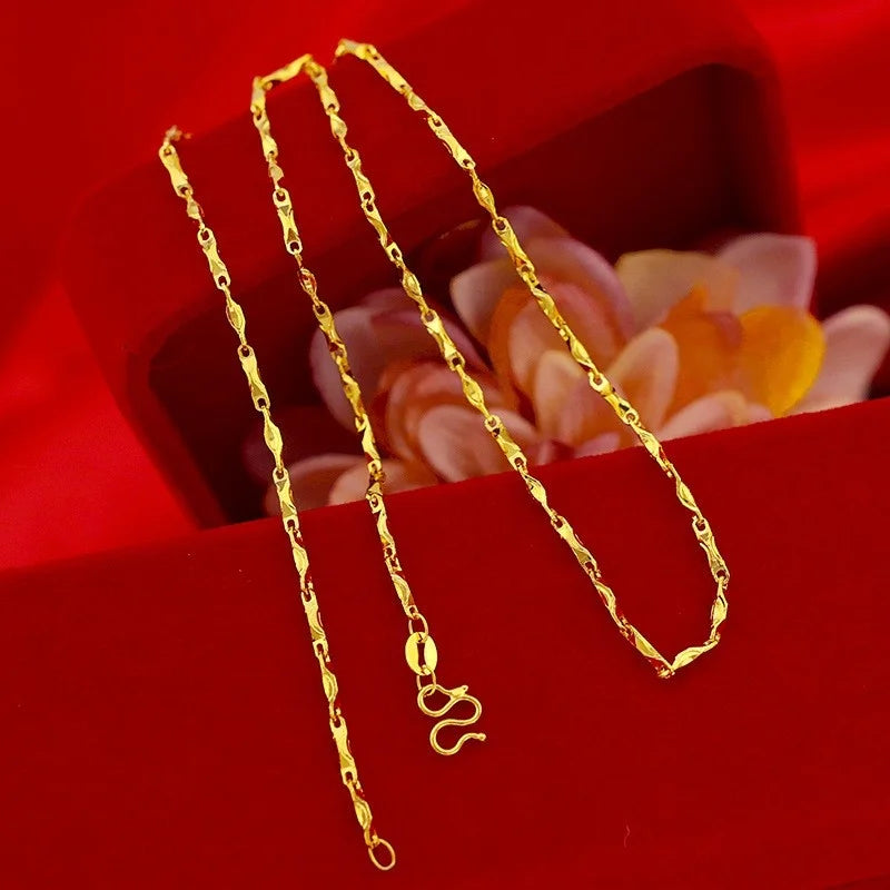 Plated 18k Necklace 24k Pure Gold Necklace 999 Full Gold Necklace Collarbone Chain O Word Chain Treasure Chain Snake Bone Chain