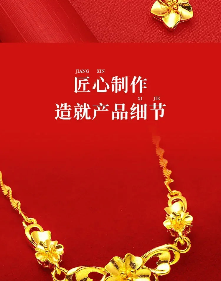 Pure Wedding Window 100% Plated Real 999 Gold 18ken Pig Dragon Phoenix Flower Necklace Women's Bride Color Chain for Women's Gif