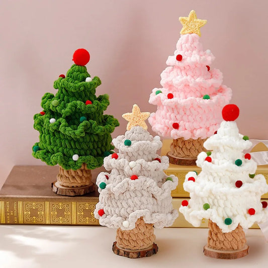 New Style Star Red Ball Christmas Tree Pure Handmade Wool Knitting Finished Product Holiday Decoration Christmas Creative Gifts