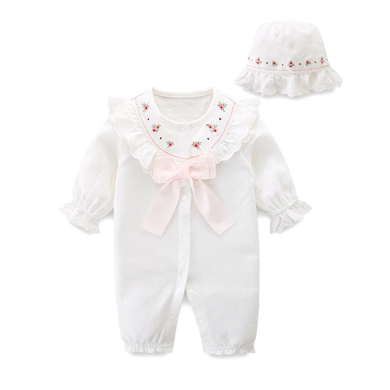 Infant Baby Girls Jumpsuit+Hat