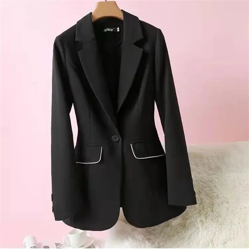 Fashion Solid Slim Jacket Female