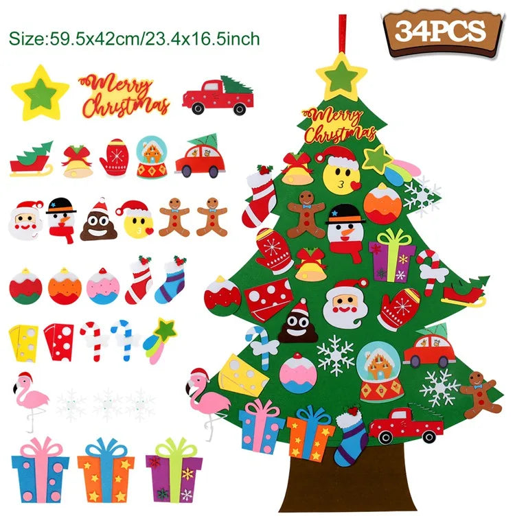 DIY Felt Christmas Tree Merry Christmas Decorations For Home 2024 Cristmas Ornament Xmas Navidad Gifts Santa Claus New Year 2025