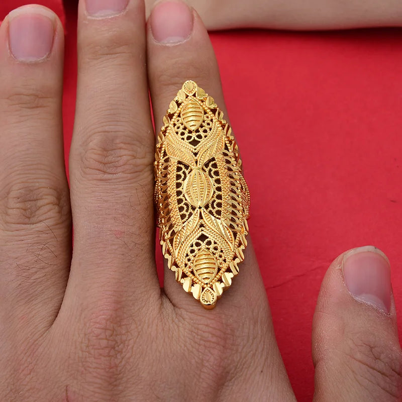 Big Dubai Gold Color Rings For Women