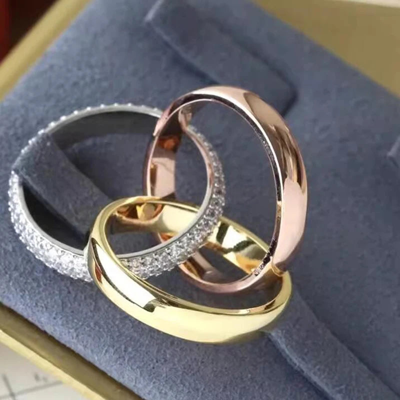 Women's Exquisite Tricolor Circles Rings