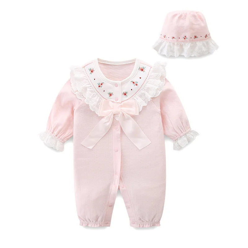 Infant Baby Girls Jumpsuit+Hat