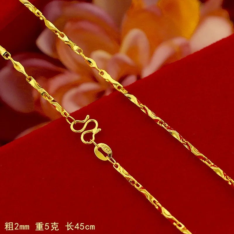 Plated 18k Necklace 24k Pure Gold Necklace 999 Full Gold Necklace Collarbone Chain O Word Chain Treasure Chain Snake Bone Chain