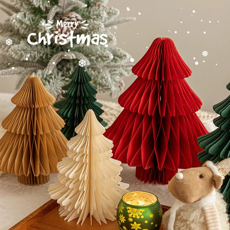 Christmas Honeycomb Ball 3D Christmas Tree Ornament Paper Hanging Xmas Decoration 2025 Party Favors Navidad New Year Kids Gift