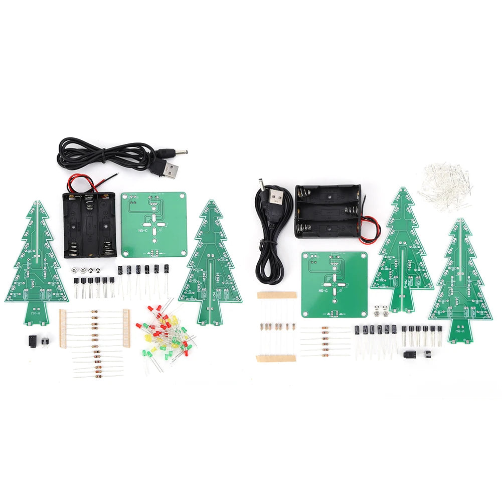 Lower Energy Consumption Soldering Practice Kit DIY 3D Christmas Tree Battery/USB Powered Electronic Exercise Kit for DIY Lovers