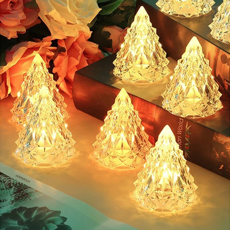 1/2Pcs Christmas Decoration 16CM Luminous Christmas Tree for Home Decor Xmas Party Navidad New Year New Year 2025 Gifts Ornament