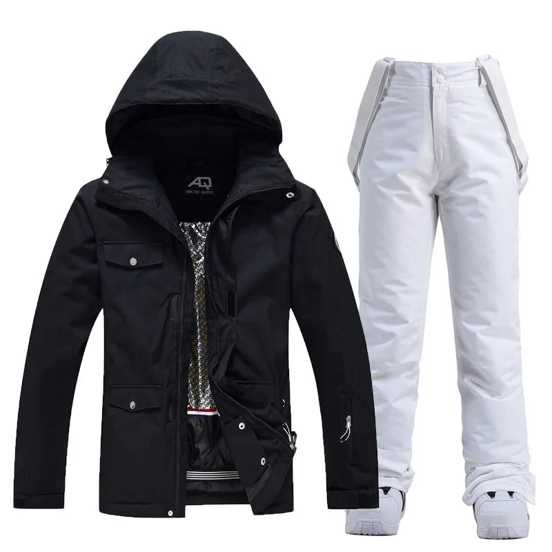 10K Pure White Ski Suit for Women, Snowboard Clothing Sets, Waterproof Windproof Skiing Jacket Pants Snow Overalls Couple Winter