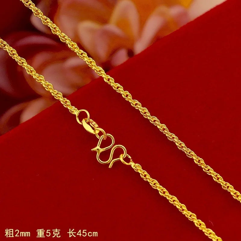 Plated 18k Necklace 24k Pure Gold Necklace 999 Full Gold Necklace Collarbone Chain O Word Chain Treasure Chain Snake Bone Chain