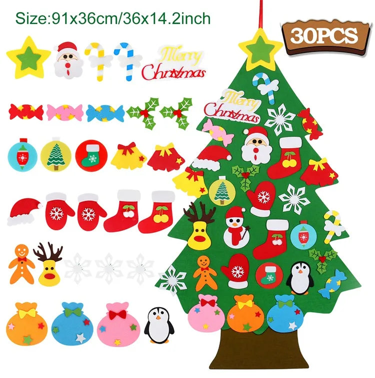 DIY Felt Christmas Tree Merry Christmas Decorations For Home 2024 Cristmas Ornament Xmas Navidad Gifts Santa Claus New Year 2025