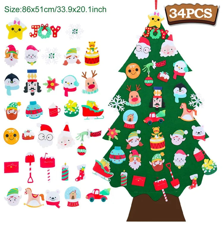 DIY Felt Christmas Tree Merry Christmas Decorations For Home 2024 Cristmas Ornament Xmas Navidad Gifts Santa Claus New Year 2025