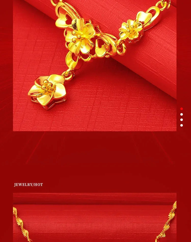 Pure Wedding Window 100% Plated Real 999 Gold 18ken Pig Dragon Phoenix Flower Necklace Women's Bride Color Chain for Women's Gif