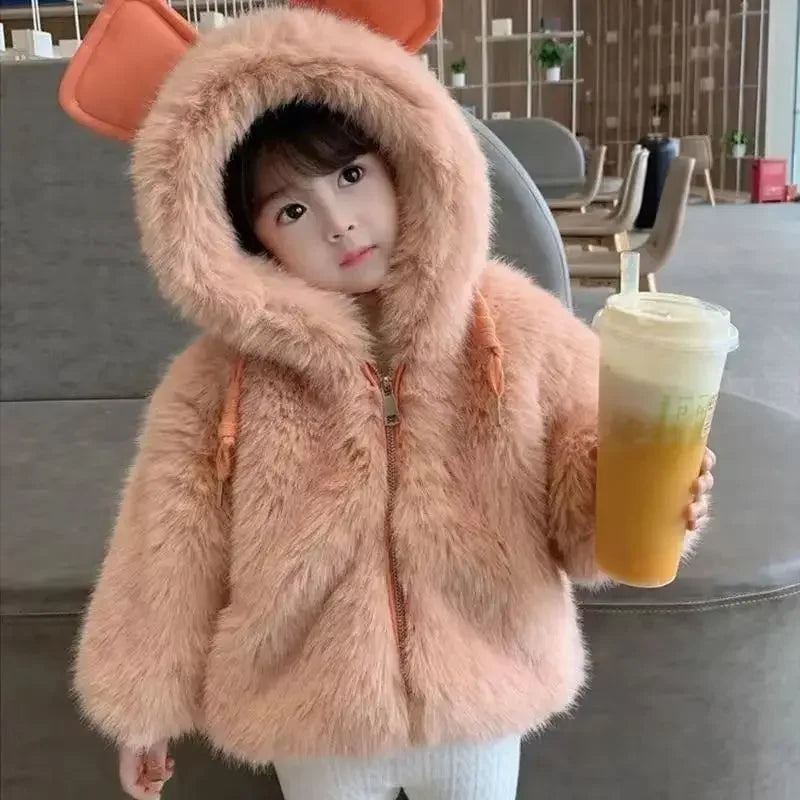 Girls' Winter Plush Cotton Coat