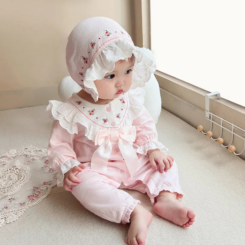 Infant Baby Girls Jumpsuit+Hat