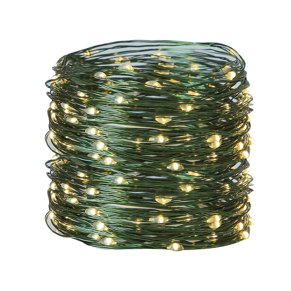 10-20M LED String Lights Fairy Green Wire Outdoor Christmas Light Tree Garland for New Year Street Home Party Wedding Decorion