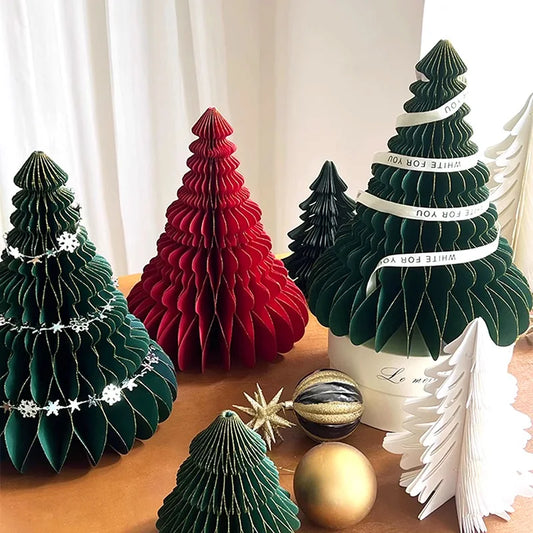 Christmas Honeycomb Ball 3D Christmas Tree Ornament Paper Hanging Xmas Decoration 2025 Party Favors Navidad New Year Kids Gift