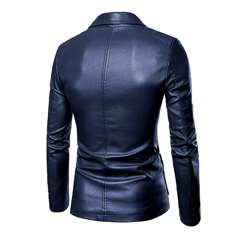 Men's Lapel Leather Dress Suit Coat