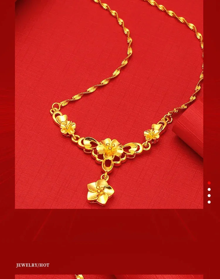 Pure Wedding Window 100% Plated Real 999 Gold 18ken Pig Dragon Phoenix Flower Necklace Women's Bride Color Chain for Women's Gif