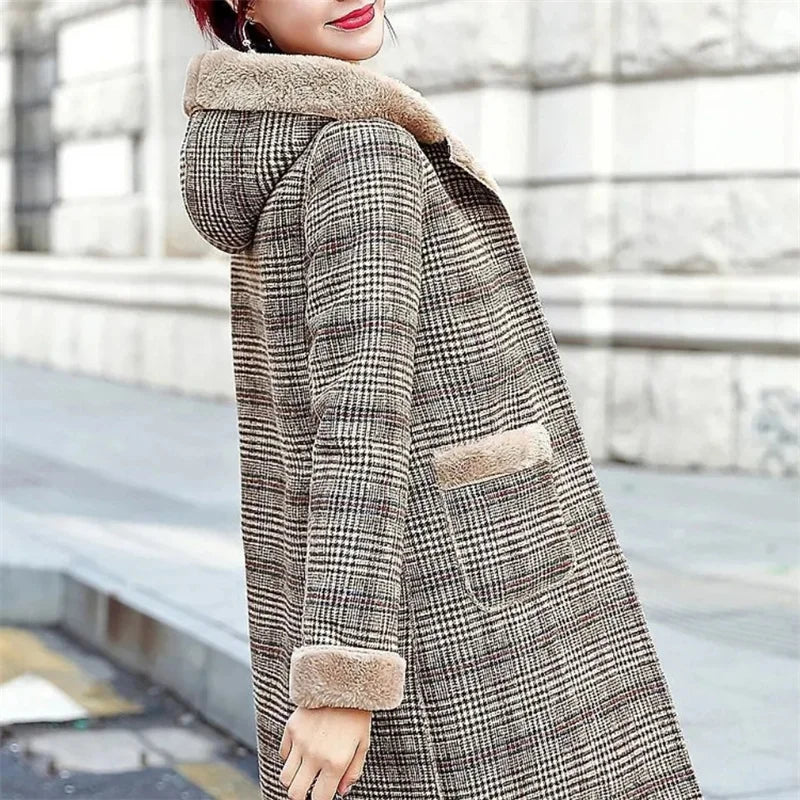 Women's Plaid Wool Coat Thick